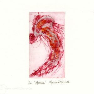 Monica Romero 1, Mexico, Medusa, Aquatint, Dry Point, Chine Colle, 10.5 x 5.5, 2015