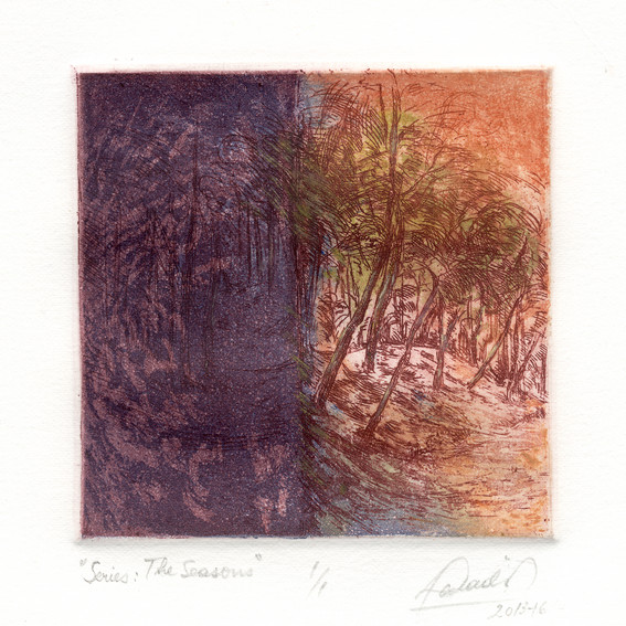 Lidia Paladino 2, Argentina, Series: The Seasons, 2013/16, Etching, 10,5 x 10,5 cm