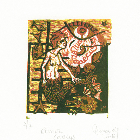 Marcela Miranda 2, Italia, Amor Caecus, Xilografia 4 Colori, 10,5 x 9 cm
