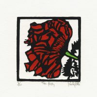 Paula Pohli 1, Ireland, Poppy's End, 2015, Linocut Handburnished, 7.5 x 5,7 cm