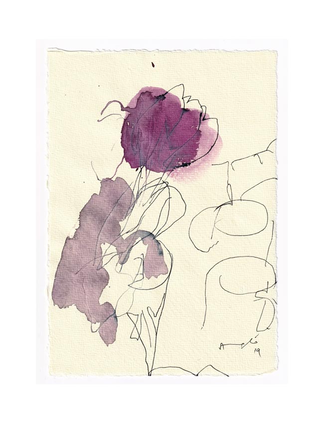 Angelo de Martin, Italy, Violet, 2019, Ink on Paper, 21 x 16 cm