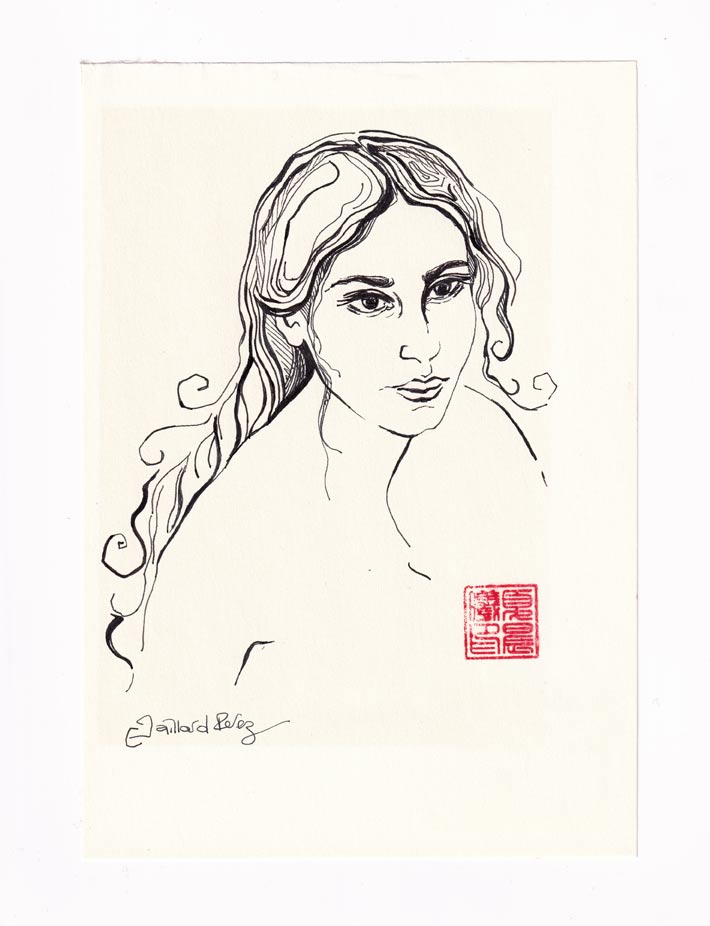 Catherine Gaillard Perez 1, France, Woman Portrait 1, 2018, Felt Pen, 21 x 15 cm