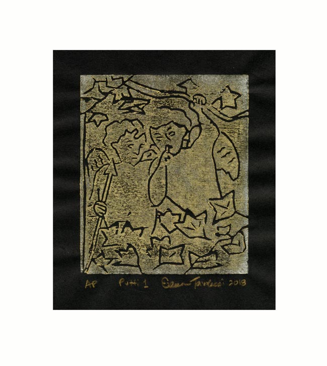 Eileen Tavolacci 1, USA, Putti 1, 2018, Woodcut, 10 x 8,5 cm