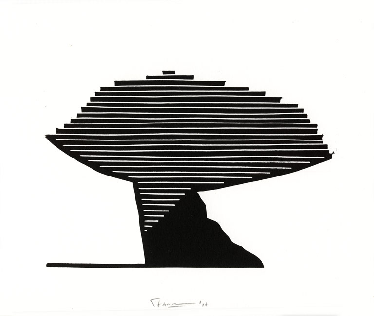 Frans Baake 1,The The Netherlands, Es-Cape, 2016, Linocut, 25 x 20 cm