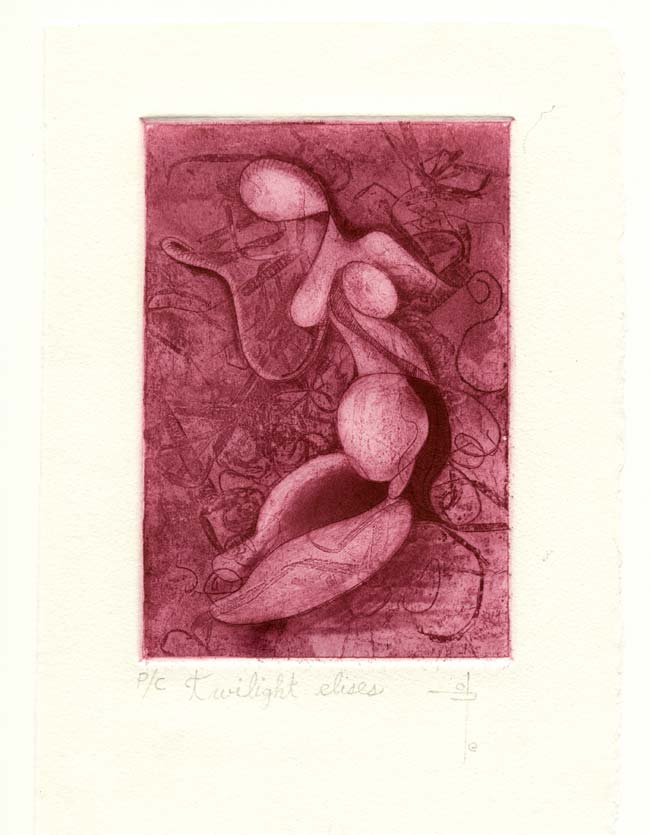 Martha E. Orozco 2, México, Twilight Elises, 2018, Soft Ground, Dry Point, 15 x 10 cm