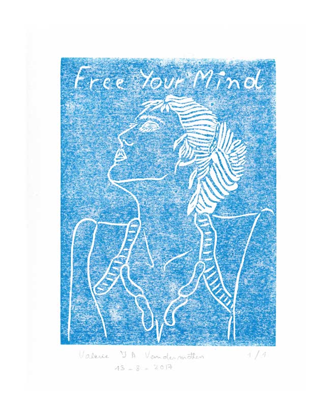 Valerie J. A. Vandermotten 1, Belgium, Free Your Mind, Linocut, 29 x 20 cm