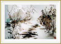 Sylviane Leblond 1, France, Winter Landscape, 2013, Chinese Calligraphic Painting on Rice Paper "marouflé"