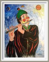 Ferenc Sebök 1, Belgium, Freemason Clown on Carboard, 2016, Acrylic, 40 x 30 cm