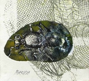 Masha Orlovich, Israel, Ani 45 - An Ant, etching and mixed technique on paper, 18 x 16,5 cm
