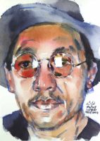 Watana Kreetong, Thailand, Self Portrait, 2020, watercolor on paper, 15 x 21 cm