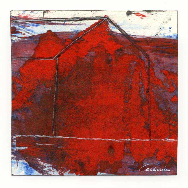 Catharina J. Berg 3, Sweden, Red House, 2017, Mixed Media, 14 x 14 cm